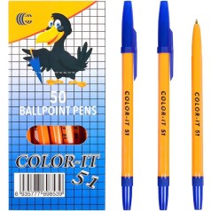 Ручка кулькова COLOR-IT CR51-50 синя по 50шт в уп.