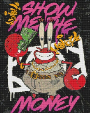 Алмазна мозаїка/вишивка Містер Крабс. Мультфільм Губка Боб 40*50 см Орігамі OD 3285