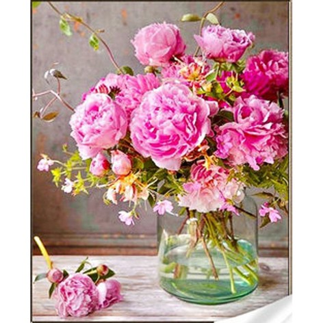 Алмазна мозаїка "Півонії в затишному інтер'єрі", 30х40 см