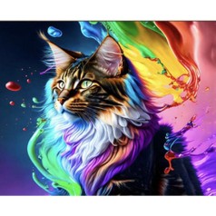 Набор для творчества алмазная картина Разноцветный котик Strateg размером 30х40 см кв (HEG86051)