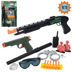 Игровой набор со оружием, ружьё, очки, пистолет, пули-присоски, дубинка, наручники, рация M0259U/R