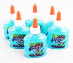 УЦІНКА 30% Клей НЕОН ГЛІТТЕР (для слаймів) блакитний на PVA-основі, прозорий, 88 мл