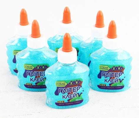 УЦІНКА 30% Клей НЕОН ГЛІТТЕР (для слаймів) блакитний на PVA-основі, прозорий, 88 мл