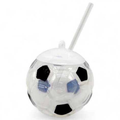 Стакан із трубочкою Футбольний м'яч (пластик) 600мл