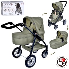 Коляска для ляльки, трансформер, 2в1, д63-ш38-в65,5см, люлька д50-ш23-в11см, корзина, регульвана ручка, метал-пластик, в кор-ці, 59-33-14см /4/