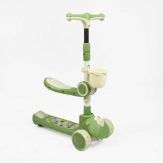 Самокат триколісний з сидінням колеса PU 125х40мм зі світлом, музика та підсвічування платформи, кермо складне, кошик, в кор. /6/