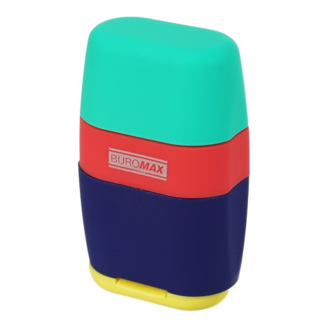 Гумка с стругачкой на 2 отверстия в пластиковом корпусе с контейнером