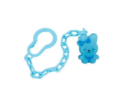 Клипса для пустышки с цепочкой  "Зайчик" (синий)