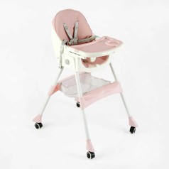 Стільчик для годування Toti сталева конструкція, матеріал тканини PU, знімний столик, опускна спинка, 4 колеса, в кор. 