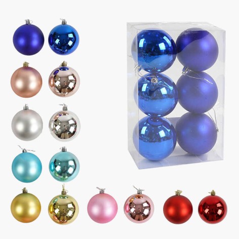 Новорічні прикраси на ялинку 7 видів кульки 6 штук D=8 см (64)