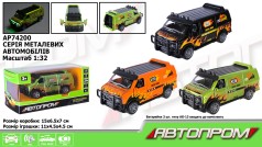 Машина мет. АВТОПРОМ 1:32,3 кольори, відкр.двері, батар.,світ., звук,кор.15*6,5*7см /48/