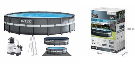 Intex Бассейн каркасный (объем воды: 26423л, размер: 549х132см, лестница, насос-фильтр песчаный – 6000 л/ч, скиммер), в коробке