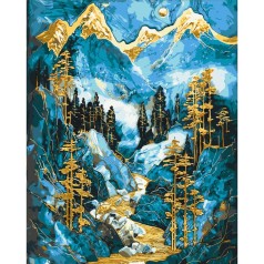 Картина по номерах з фарбами металік "Засніжені гори" 40x50 см
