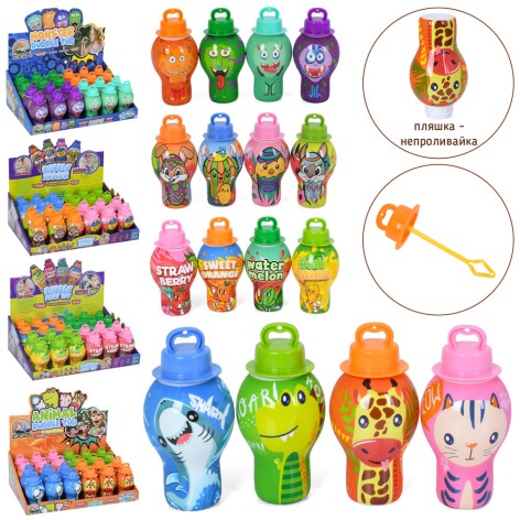 Мыльные пузыри колба 11,5-6-6см, непроливайка, 4 вида дисплеев, (4 вида) /8/192/24шт в кор. 36,5-13-25см