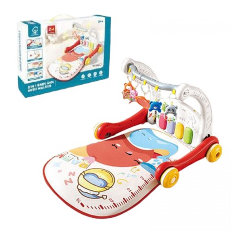 Каталка игр.центр Первые шаги 2в1 с ковриком батар.муз.свет.кор.53*13*37 см.
