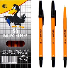 Ручка кулькова COLOR-IT CR51-50 чорна по 50шт в уп.