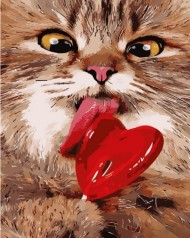 Набір для розпису по номерах Котик з льодяником Strateg розміром 40х50 см (GS1025)