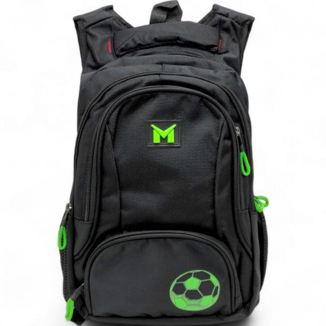 Рюкзак универсальный MIC для школьников и студентов 46 см черный ортопедический с зеленым (C65515)