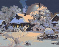 Картина по номерам Зимняя деревня (40x50) (RB-0036)