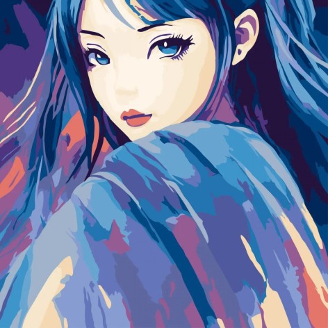 Картина за номерами 30*30см  "Дівчина-аніме"