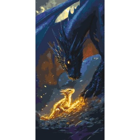 Картина по номерам с красками металлик "Четвертое крыло. Встреча с драконом" 40*80 см