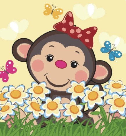 Набір для розпису по номерах  Мавпенятко Strateg розміром 30х30 см (ES082)