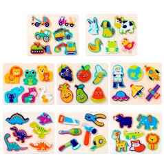 Дерев'яна іграшка Рамка-вкладиш 2в1(пазли), 8 видів, у п/е, 22,5-18-1см 