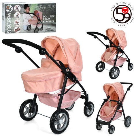 Коляска для куклы, трансформер, люлька-переноска 52-23-11см, корзина, металл, в кор-це, 58,5-33-14,5см /4/