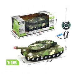 Радиоуправляемый танк 2 вида, звук, подсветка, аккумулятор 3.7V, пульт 27 МГц, USB-кабель, масштаб 1:16, в кор. /36/