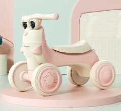 Велобег JOY 4-х колесный Розовый, колеса PU, рама пластик, УКРАИНСКОЕ ОЗВУЧИВАНИЕ и подсветка, в кор. /1/