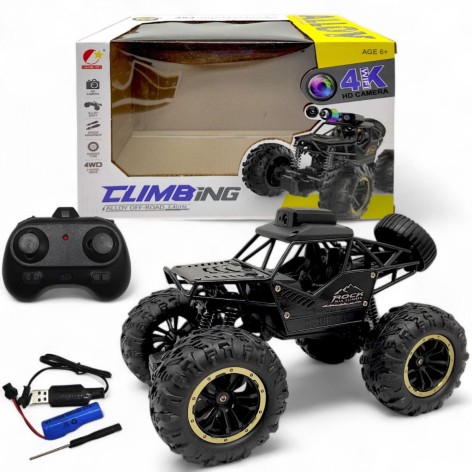 Джип на радиоуправлении (Wi-Fi камера 4K HD, приложение, подсветка, акум. 3.7V, пульт 2.4G, USB-кабель, отвертка, амортизация, противоударный корпус, резиновые шины, держатель для телефона)