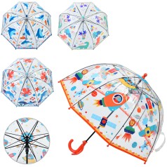 Парасолька дитяча довжина 65см, тростина 62см, діаметр 68см, спиця 49см, клейонка, 4 види, в п/е 
