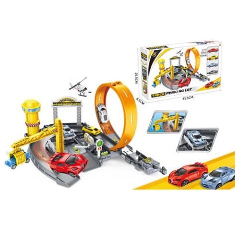 Трек машинка 4шт, 7см, кран, 24дет, кор, 45,5-27-8,5см 