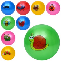 М'яч дитячий 9 дюймів, 60г, принт-комаха, мікс видів/5 кольорів /120/