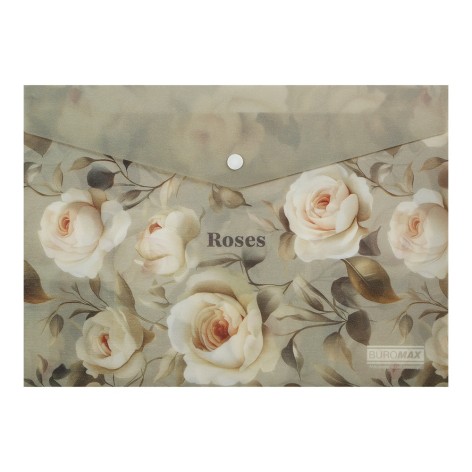 Папка-конверт на кнопці ARABESKI, А4, непрозорий матовий, пластик, світло-сірий, ціна за 4 шт. //