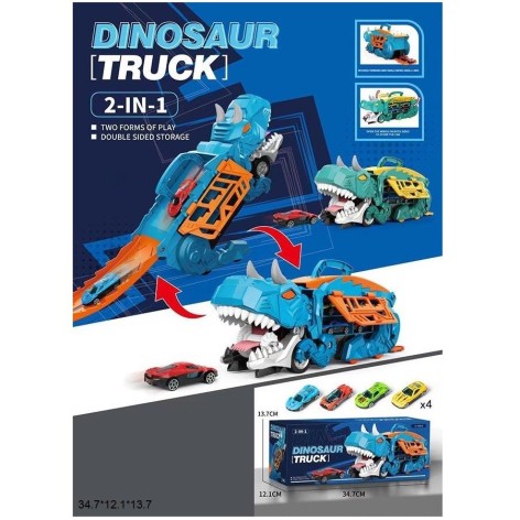 Трейлер-монстр-трек YM3399-2 динозавр з метал.машинками(4шт.) 2кол.кор.34,7*12,1*13,7 