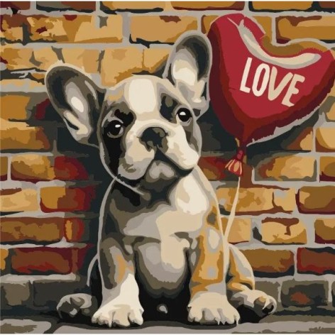 Картина по номерам "Песик с любовью" 30х30 см