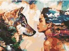 Картина по номерам VA-0064 "Дівчина та вовк", розміром 40х50 см