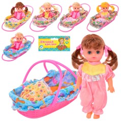 Лялька Лідочка, 21см, пласт корз з руч 25см, тканина чех, 6 видів, в п/е, 14-33-6см 