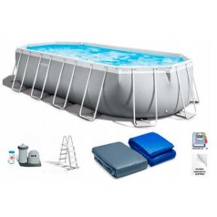 Intex Басейн каркасний (об'єм:18202л, розмір:610х305х122см, насос-фільтр 5678л/год, драбина, тент, підстилка), в коробці
