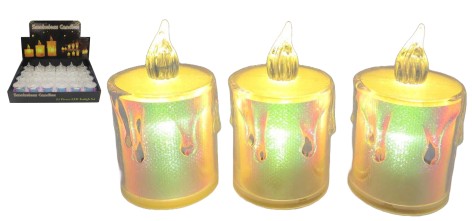 Свічка декоративна світлодіодна голографічна LED 6,5см (пластик) в/в (40*24)