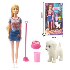 Кукла 30см JX500-48 с песиком и аксесс.кор.32,5*6*18 /48/