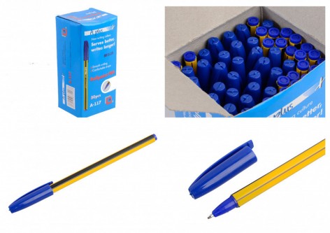 Ручка пластикова кулькова А+BALL PEN 1,0 мм синя по 50 шт. в уп.