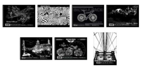 Альбом для малювання на спіралі, 30 аркушів 120 г/м A5, чорний папір, BL5130