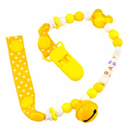 Клипса для пустышки с колокольчиком, желтый