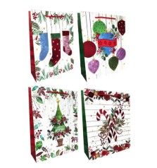 Подарунковий пакет картон 200грм, "Новий Рік" МІКС 4 види, 31*42*12см 4 шт. в уп. 