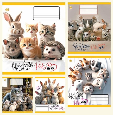 Тетрадь 12 арк. клетка Твердая ТА51105 Pets, 25/600, 5к. цена за 25 шт.