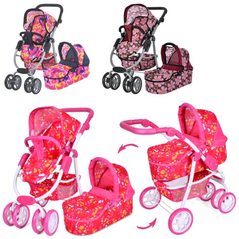 Коляска для куклы,желтый,прогулочная/классика,двойные.колеса,поворот,корзину,корзины, /3/