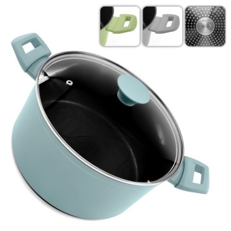 Каструля з кришкою лита мармур 