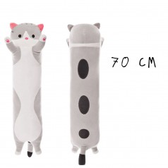Плюшевый кот-обнимашка Батон, серый
